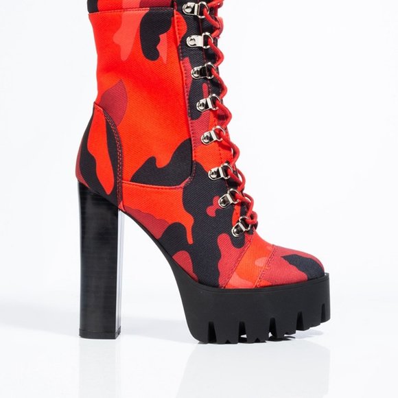 AZALEA WANG " CAMO BADDIE " Chunky Heel Boot (BRAND NEW !!!!!!!!!!!!! - Picture 2 of 6